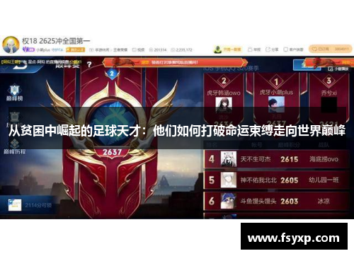 从贫困中崛起的足球天才：他们如何打破命运束缚走向世界巅峰